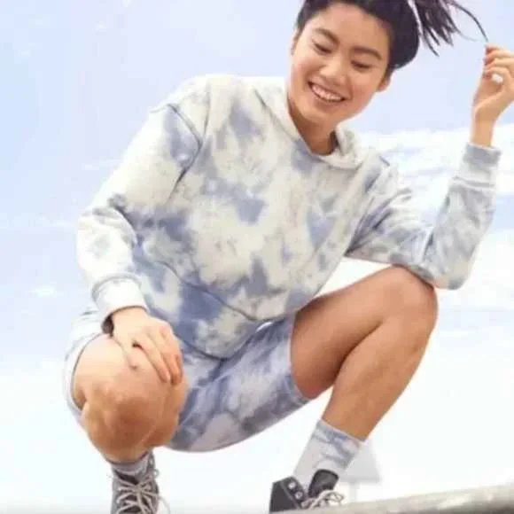 aerie Tops Aerie Offline Ott Fleece Cloud Tie Dye Cropped